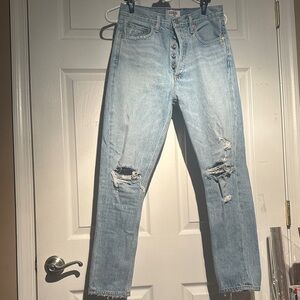 Agolde Light Blue Distressed High Rise Jeans